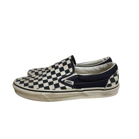 Vans Classic Slip-On Checkerboard Navy Black White Women's Size 9 Canvas Skate - Picture 4 of 7